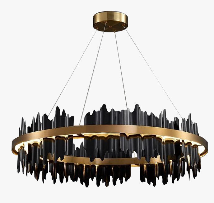 Candil LED DOHA| Moderno en Negro y Oro | Altura Ajustable, Luz Cálida/Fría/Intermedia con Control Remoto