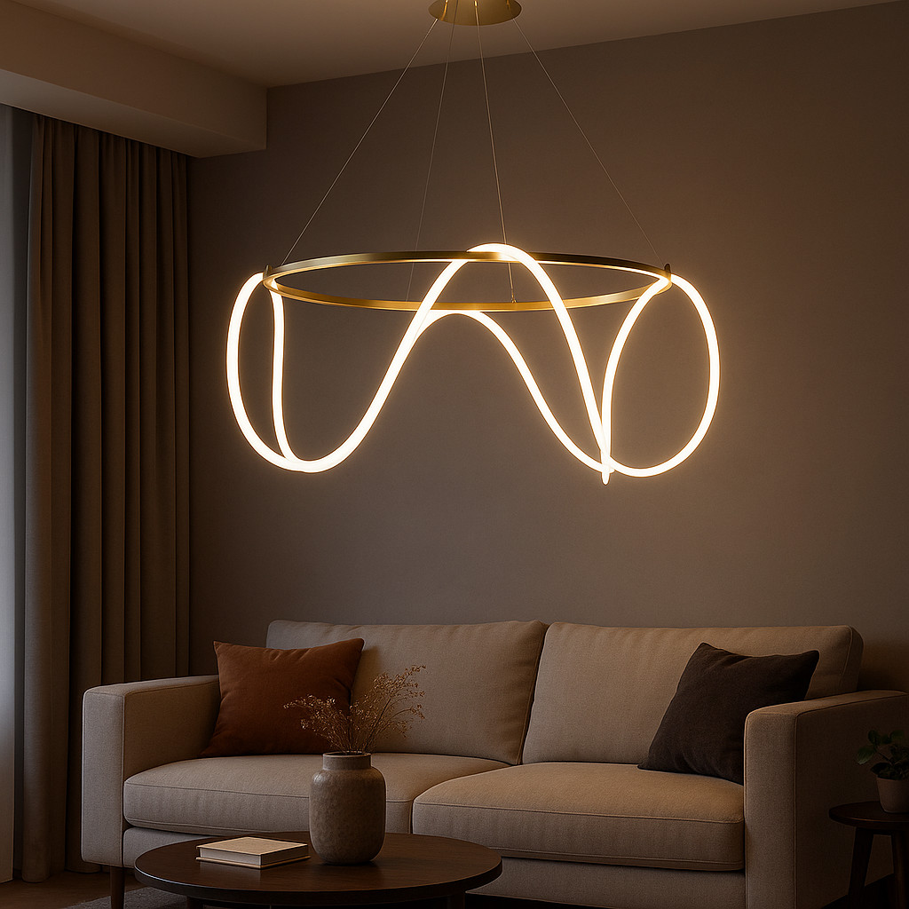 Candil LED ECLIPSE| Moderno 110 CM | Altura Ajustable, Luz Cálida/Fría/Intermedia con Control Remoto