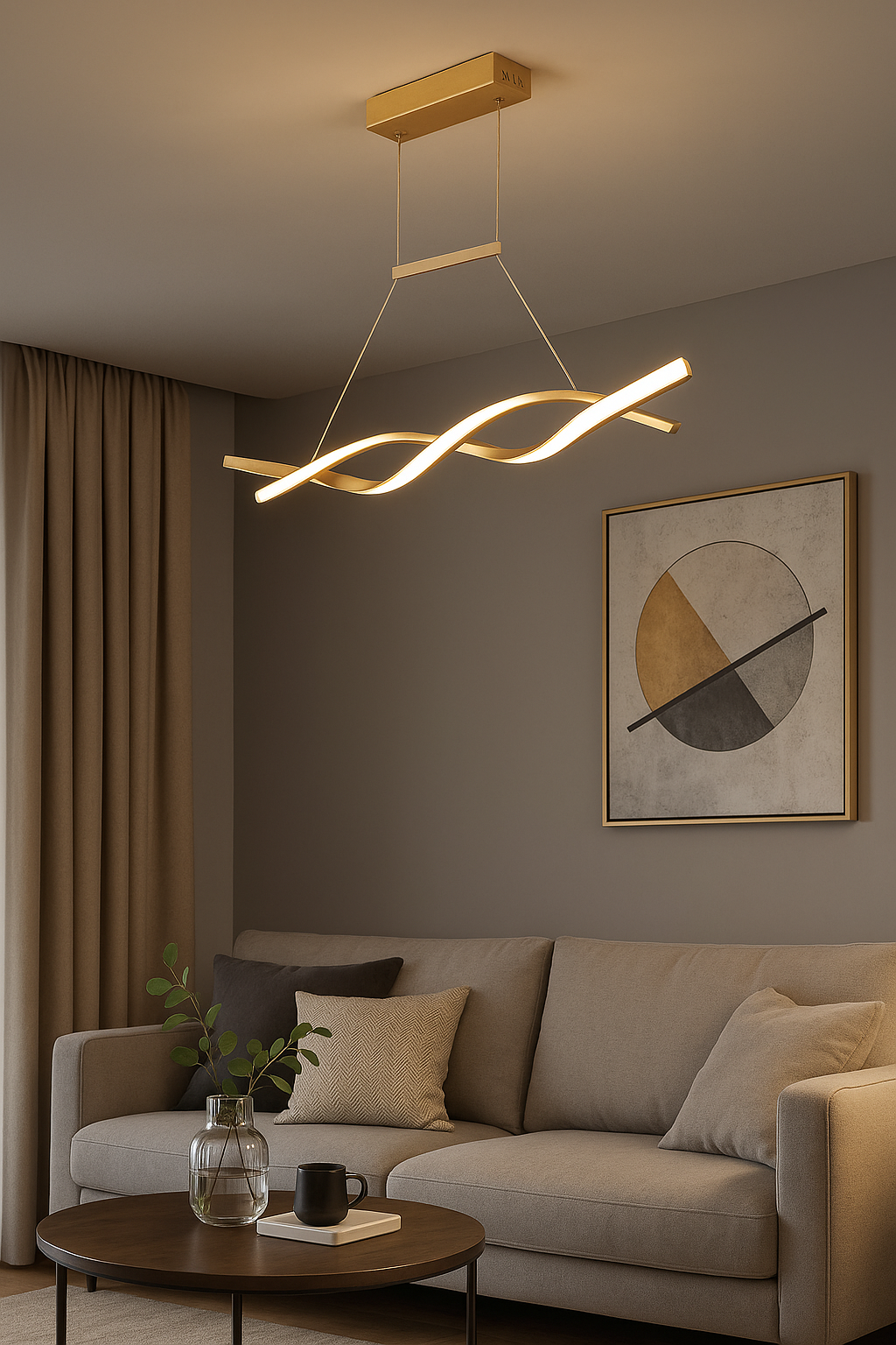 Candil LED MUSQUILA | 120 cm y 150 cm | Altura Ajustable, Luz Cálida/Fría/Intermedia con Control Remoto
