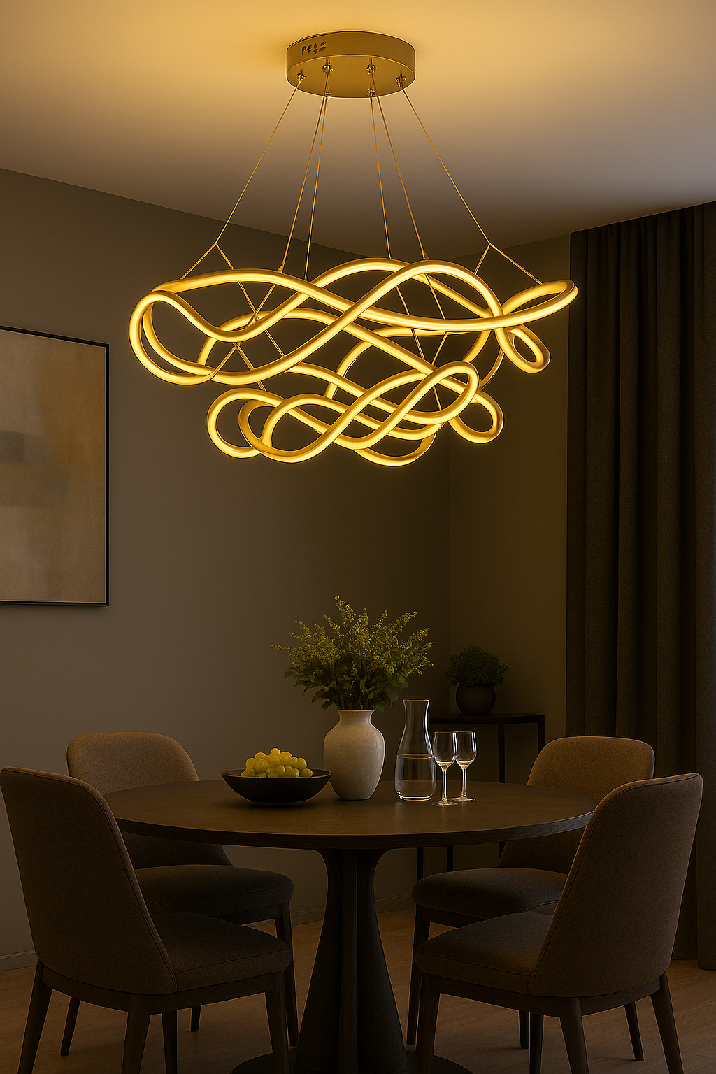 Candil LED PANDORA 80| 80 cm y 60 cm | Altura Ajustable, Luz Cálida/Fría/Intermedia con Control Remoto