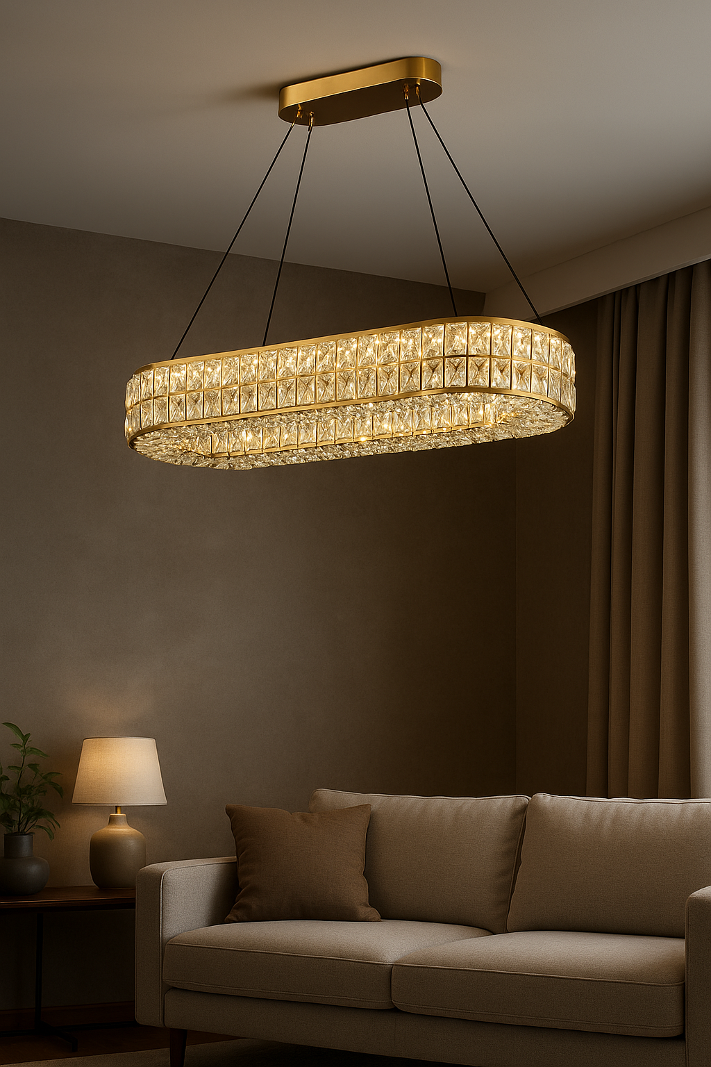 Candil LED TIFANNY| Moderno 100 CM | Altura Ajustable, Luz Cálida/Fría/Intermedia con Control Remoto