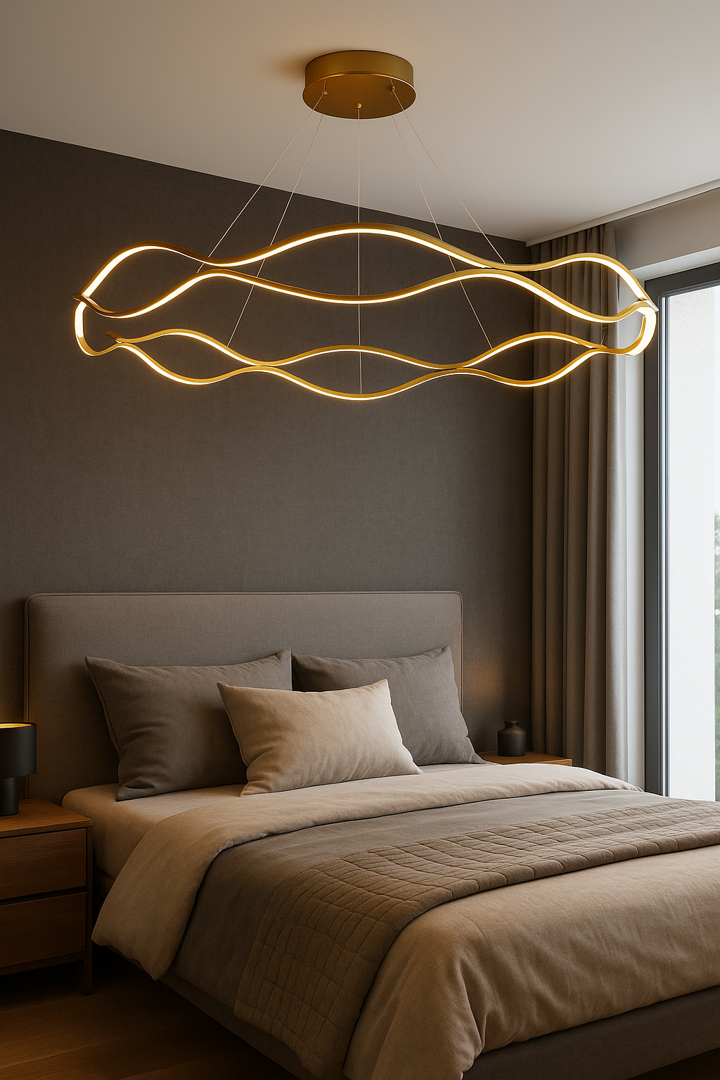 Candil LED ACADAY Moderno |  80 cm y 60 cm | Altura Ajustable, Luz Cálida/Fría/Intermedia con Control Remoto