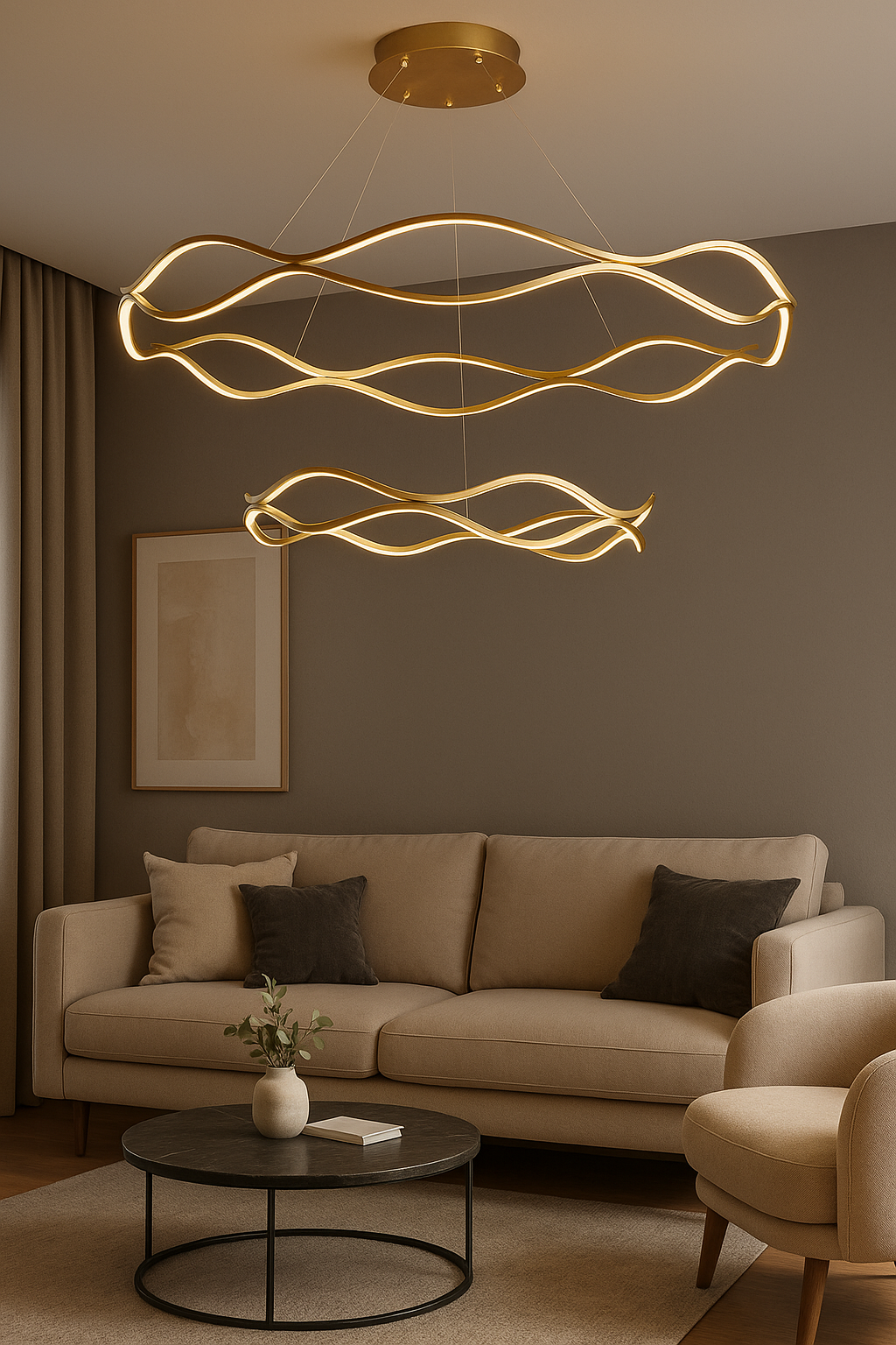 Candil LED ACADAY doble|  80 cm y 60 cm | Altura Ajustable, Luz Cálida/Fría/Intermedia con Control Remoto