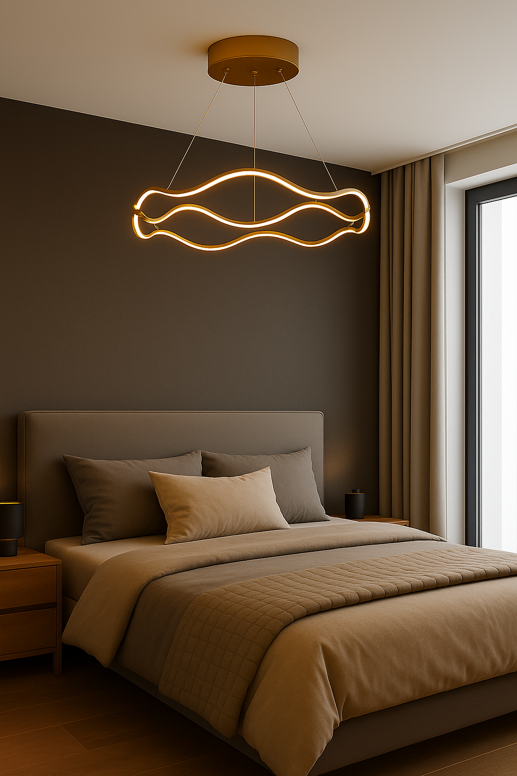 Candil LED ACADAY Moderno |  80 cm y 60 cm | Altura Ajustable, Luz Cálida/Fría/Intermedia con Control Remoto