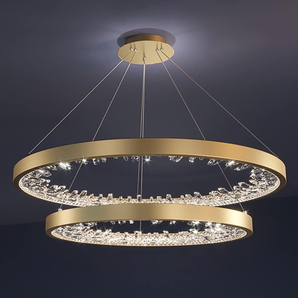 Candil LED ACADON 2 (doble) |  80 cm y 60 cm | Altura Ajustable, Luz Cálida/Fría/Intermedia con Control Remoto