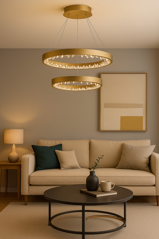 Candil LED ACADON 2 (doble) |  80 cm y 60 cm | Altura Ajustable, Luz Cálida/Fría/Intermedia con Control Remoto