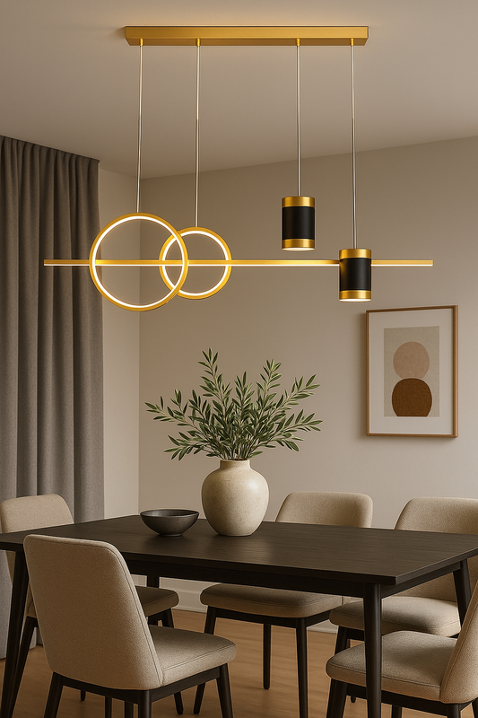 Candil LED COCOSH  |  Moderno 120 CM  | Altura Ajustable, Luz Cálida/Fría/Intermedia con Control Remoto