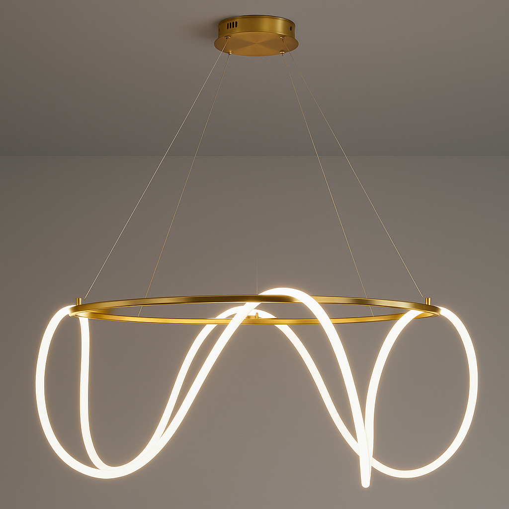 Candil LED ECLIPSE|  Moderno 110 CM | Altura Ajustable, Luz Cálida/Fría/Intermedia con Control Remoto