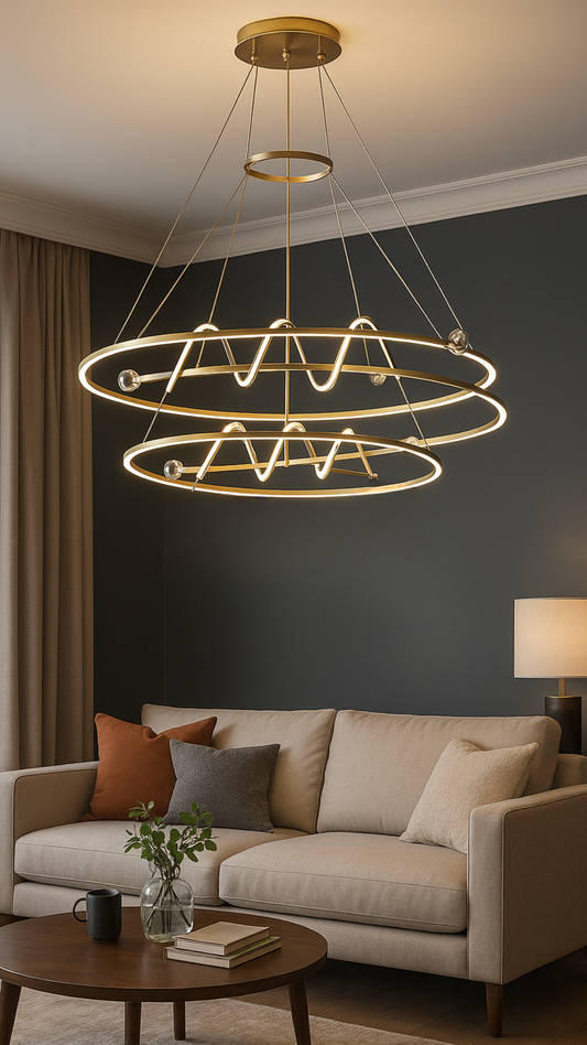 Candil LED EONE 100 doble|  100 cm y 70 cm | Altura Ajustable, Luz Cálida/Fría/Intermedia con Control Remoto