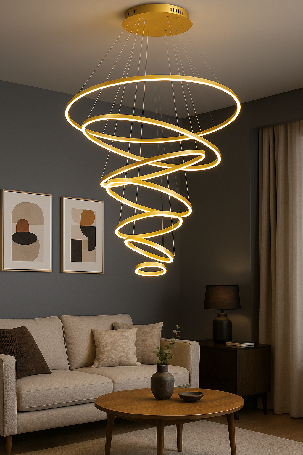 Candil LED PAPILOP 6 | Diseño moderno | Altura Ajustable, Luz Cálida/Fría/Intermedia con Control Remoto